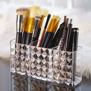 ZEO Makeup Brush Storage Bucket Transparent Acrylic Brush Box Pencil Holder Table Organizer