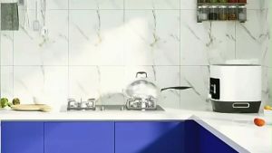 Wallpaper Kalis Air Warna Biru Matte untuk Kabinet Dapur dan Perabot Lekat Sendiri DIY Mudah Dipasang