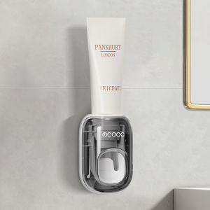 Meow Cocoa Automatic Toothpaste Gadget Suction Wall Squeezing Machine Suit For Home Punch-Free Toothbrush Rack
