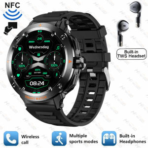 Đồng Hồ Thông Minh 2025 Mới Tích Hợp Tai Nghe Bluetooth 2 Trong 1 NFC Gọi Điện Bluetooth GPS Theo Dõi Nhịp Tim Nghe Nhạc Dành Cho Nam