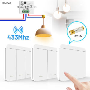 Hococa RF433mhz 1/2/3gang Household Remote Control Light Switch AC 110v 220v 10a Relay Module No Wiring Wireless Wall Switch