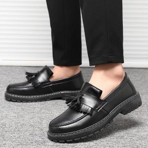 2025 Fashion Tassel Loafers Shoes For Men School Black Shoes For Men Business Leather Shoes Slip On Shoes 36-45