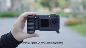 PULUZ | PULUZ Hand Grip Camera Mount For DJI Osmo Action 6 Camera Cage Street Photography Handle Cold Shoe ABS Plastic Expand Frame