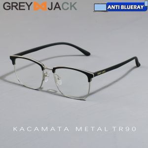 Grey Jack Kacamata Antiradiasi Blueray Komputer/Gadget/Laptop Design Kotak Elegant Metal+TR90 Terbaru Bisa Minus Antiradiasi/Blueray/Photocromic/Bluecromic 6327