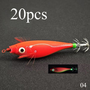 20pcs Luminous Horizontal Squid Jig Squid Jigs Saltwater Squid Shrimp Lure Jig Squid Jig Fishing Lure