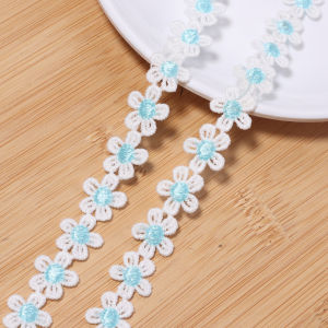 3Yards/Lot 1.5cm Colored Embroidered Sunflower Lace Fabric 3d Flower Ribbon For Dress Collar Hats Headwear Sewing Trimming Decor