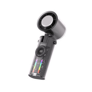 พัดลมเทอร์โบพับได้จาก CyberTech พัดลมแบบมือถือ4000มิลลิแอมป์ชั่วโมงพร้อมโหมดน้ำแข็งความเร็ว199ไฟฉาย LED เงียบมากสำหรับท่องเที่ยวกลางแจ้ง