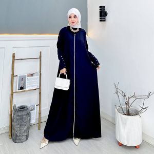 Gamis Abaya Madina Batwing Crinkel Airflow Premium Resleting Depan Busui Kancing Aktif Wudhu Friendly