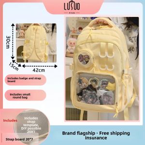 LUSUO | Large Capacity Transparent Window Anime Student Backpack