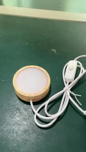 Wood Round USB LED Night Light Base Art Display Holder for Crystals Glass Ball Resin Art Decoration Display Stand Bedside Lamp