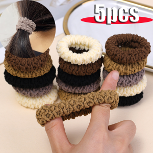 5pcs Thick Cotton Seamless Hair Ties Elastic Hair Bands Ponytail Holders Hair Accessories Hair Tie Kids Hair Accessories