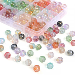 30/50Pcs 8mm 10mm Multi-Colors Gold Foil Effect Glass Crystal Loose Round Beads for Bracelet Necklace DIY Jewelry Craft Making Beads