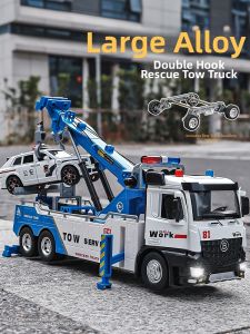 Large Alloy Double Hook Rescue Tow Truck Toy Crane Road Clearance Vehicle Engineering Car