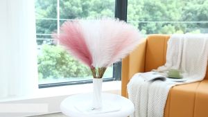 6/12Pcs Artificial Pampas Grass Fluffy Faux Pampas Grass Decor for Vase Fake Flowers Boho Party Decor Indoor Decoration