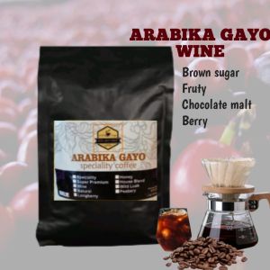 KOPI ARABIKA GAYO WINE ARABICA ACEH ASLI ORIGINAL 1KG BUBUK HALUS MURNI TANPA AMPAS RENCONG ASLI.