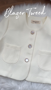 Acasey เสื้อสูทผู้หญิง Blazer Crop Tweed เสื้อคลุมทวิตแขนยาว สีพาสเทล คุณได้รับรางวัลใหญ่ 28,000 บาท คุณควรมากขึ้น!