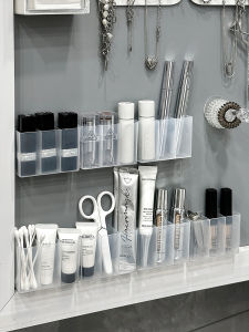 Acrylic Wall-Mounted Bathroom Mirror Cabinet Storage Box Transparent Cosmetic Lipstick Organizer Box Toiletary Rack Holder