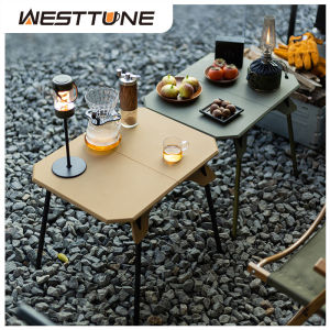 WESTTUNE Outdoor Camping Table Ultralight Dual Purpose Table Portable Adjustable Folding Table for Camping Picnic BBQ Fishing