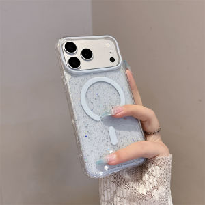 Jelly Transparent Glitter For Magsafe Wireless Charging Case For iPhone 18 17 16 15 Pro Max Magnetic Shockproof Clear Soft Cover