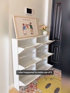 Steel Shoe Cabinet Waterproof Shoe Rack with Cover Cabinet Space Saver Shoe Cabinet Organizer