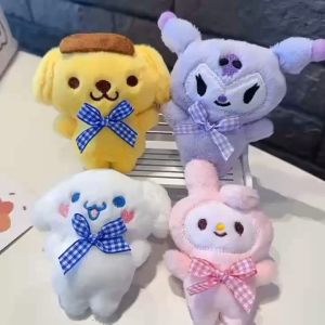 หัวใจสไตล์สาวหวาน! ของแขวนการ์ตูนขนฟูสีชมพูน่ารัก พวงกุญแจตุ๊กตาน่ารัก