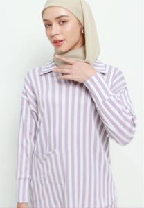 MFMW Kurniasari Atasan Blouse Lilac Motif Salur