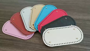 WHPHous  22x10ซม. ด้านล่างยาวสำหรับกระเป๋าถักกระเป๋าหนัง PU ฐานทำด้วยมือด้านล่างที่มีรูโครเชต์ DIY กระเป๋าด้านล่างอุปกรณ์เสริม