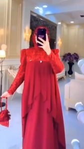 Lavina Dress Cerutty Babydoll Premium Mix Brukat: Gamis Kondangan Mewah Elegan Viral Murah Terbaru