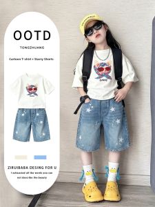 ZIRUIBABA | Summer Lightweight Girls Jeans Shorts Set