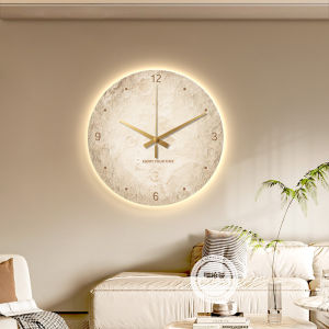 RUIBAHAO | Luminous Decorative Wall Clock for French Cream Style Living Room and Dining Room Decoration