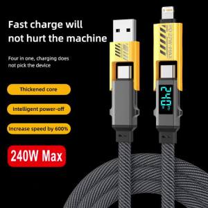 4-IN-1 240W USB Type C To USB C Cable PD Fast Charger Wire For iPhone 16 Pro Max 15 iPad Xiaomi Samsung Tablet Data Cord