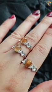 Gold Rutilated Quartz Wheat Twist Titanium Adjustable Ring