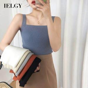 IELGY เสื้อกั๊กสตรีเสื้อผ้าชั้นนอกเข้ารูปเสื้อคอสี่เหลี่ยมอินเทรนด์