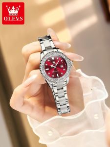 OLEVS | Đồng Hồ Thạch Anh Sang Trọng Chống Nước Màu Đỏ