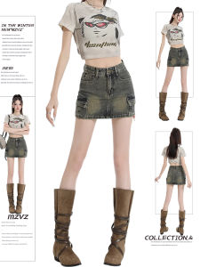 Váy Ngắn Denim Chữ a Cạp Cao Phong Cách Mỹ Cổ Điển Dành Cho Nữ Mùa Hè Chống Ánh Sáng Váy Ngắn Chữ a Gợi Cảm Che Mông Cho Tiệc Sinh Nhật