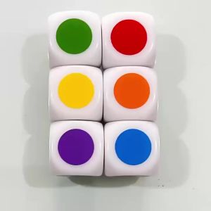 10PCS Six Sided Dice With Colored Dots 16MM Kids Fun Play Classroom Teaching Supplies Juegos Didácticos Para Niños Spiel
