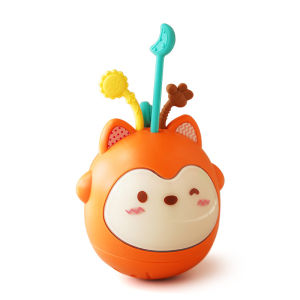 Orzbow Baby Fire Fox Comfort Weebles with Light Music Biteable Pull-Along Toy for 0-3 Years Old Educational Soothing Toy