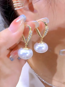 ต่างหูไข่มุกแบบคล้องคอสำหรับผู้หญิง ดีไซน์เรโทร ประดับเพชรเล็ก รูปหัวใจ ดีไซน์ไม่ซ้ำใคร สร้อยหูระดับไฮเอนด์