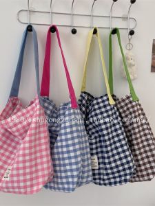 Túi Xách Nữ Đơn Giản Màu Khối Kẻ Caro Phong Cách Hàn Quốc Đa Năng Túi Đeo Vai Đơn Giản Cho Học Sinh Túi Đeo Vai Thường Ngày