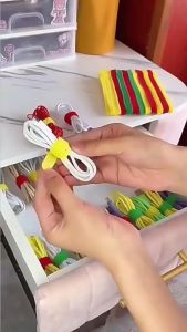 Velcro dây dán dính 2 mặt dây buộc gọn dây điện dây cáp có lỗ xỏ nhiều màu