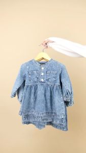 Dress Anak Denim Wash Perempuan Baju Anak Cewe 1 2 3 4 5 Tahun
