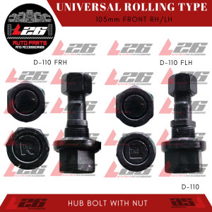 105mm Universal FRONT HUB BOLT WITH NUT Rolling Type STUD BOLT WHEEL HUB RH/LH D-110