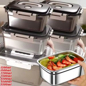 7 Sizes Available Food Storage Box Frozen Meat Vegetable Sealed Fresh-keeping Box Kitchen Stainless Steel Refrigerator Container