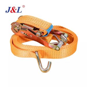 Ratchet cargo binding cargo strap 100% polyester 2500kg 5t 50mm with double J hook EN 12195 for tie down strap lashing