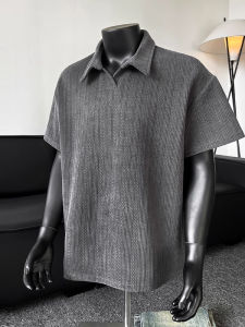 ZHUOCAN | Summer New Heavy Shoulder Plaid Stripe Polo Shirt T-Shirt