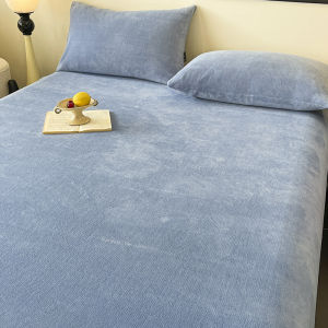 Winter Thickened Coral Velvet Milk Velvet Bed Sheet Single Double Size Student Dormitory Bedding Set Yellow Duvet Cover Bed Skirt Three Piece Set