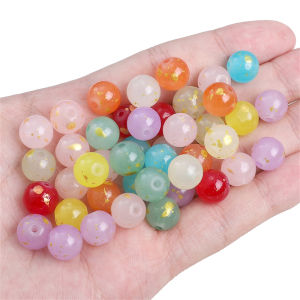 20pcs 10mm Gold Foil Candy Color Crystal Glass Beads for Bracelet Necklace Earring DIY Jewelry Making Accessories Round Beads