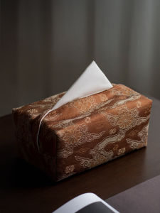 Phong Cách Trung Hoa Cao Cấp Hộp Đựng Khăn Giấy Vải Nghệ Thuật Phòng Khách Bàn Trà Để Bàn Retro Kéo Hộp Giấy Mặt Khăn Giấy Nhà Giấy Dây Rút Túi