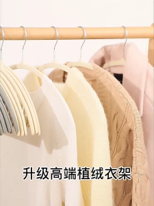 EUNCIE 50 PCS Traceless Anti-slip Semicircular Hangers Wet and Dry Velvet  Hangers 植绒衣架
