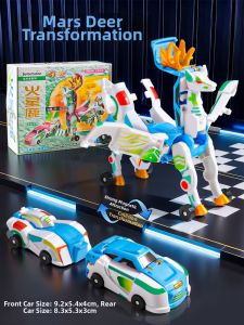 Transformable Toy Magnetic Collision Two-in-one Unicorns and Golden-Silver Flying Dragon